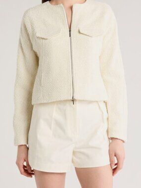 Derek Lam 10 Crosby Women's Ivory Prewett Zip Front Jacket Size 8